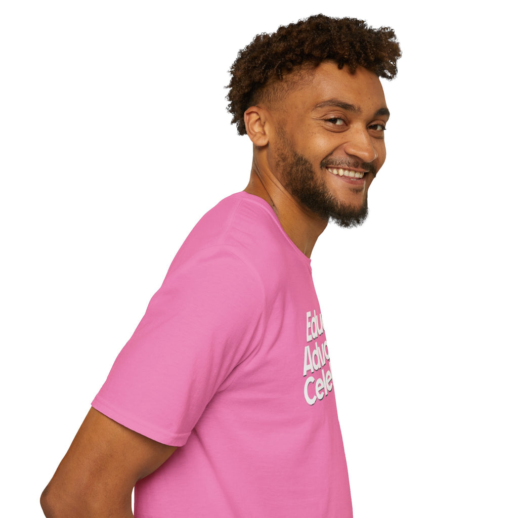 Educate. Advocate. Celebrate. Minimalist Pride T-Shirt