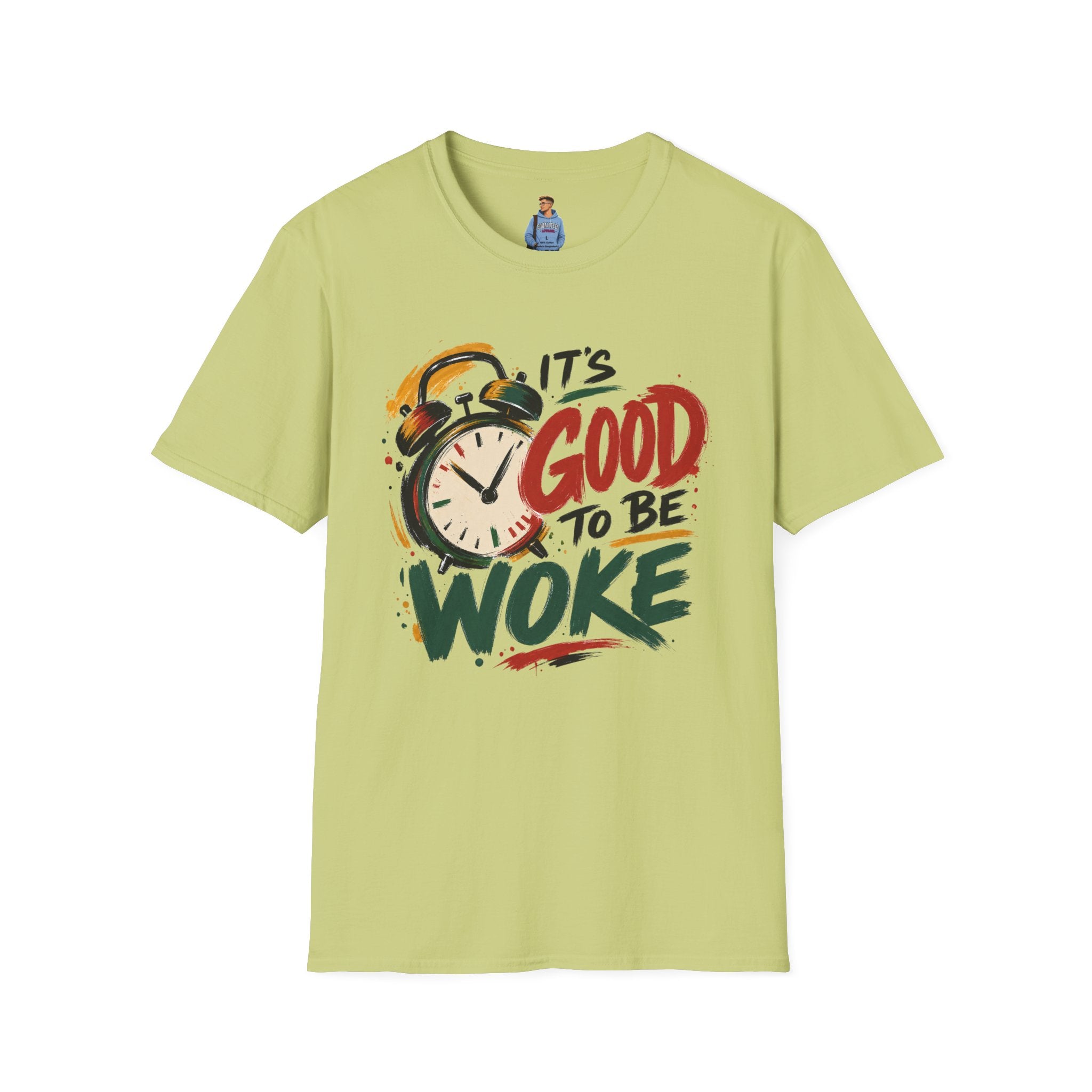 T-Shirt — "It's Good To Be Woke" Graphic Tee (Alarm Clock Design)