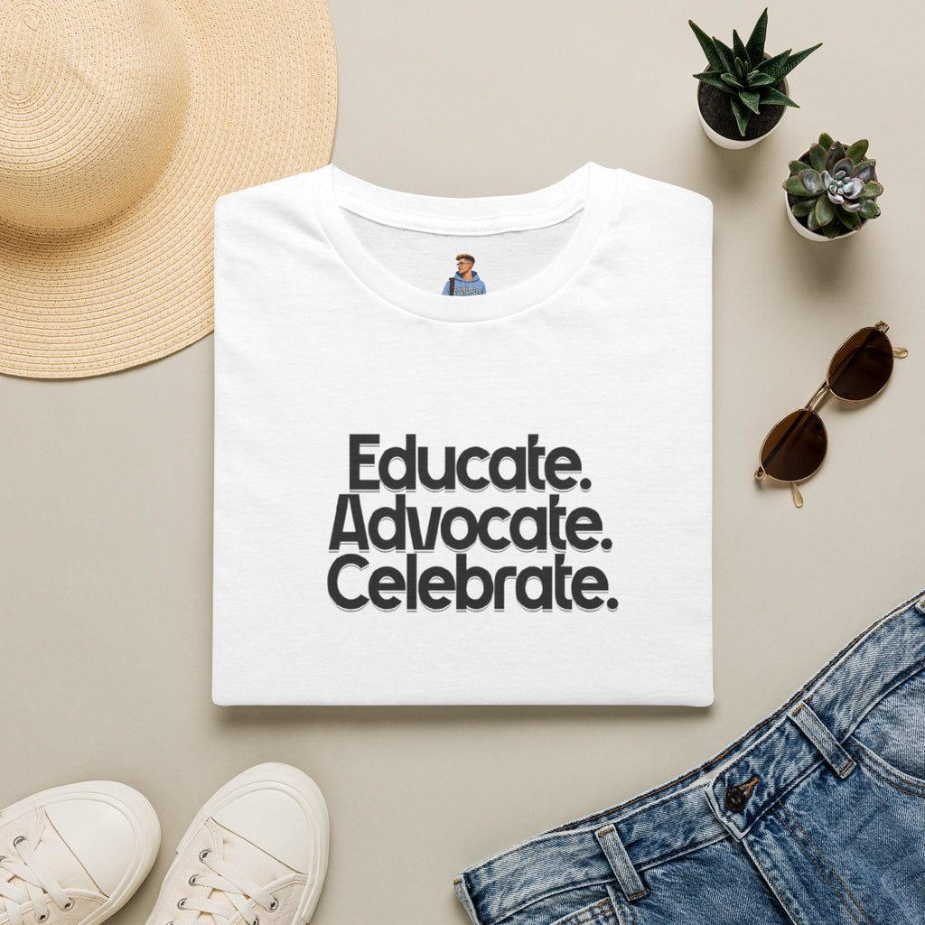 Teacher Advocate T-Shirt - Subtle Pride Educate Advocate Celebrate Design