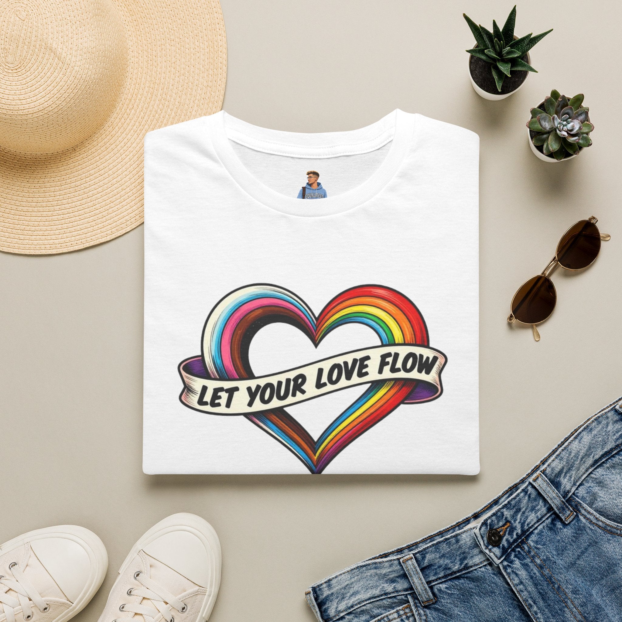 Let Your Love Flow Rainbow Heart T-Shirt