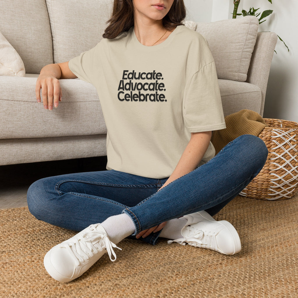 Teacher Advocate T-Shirt - Subtle Pride Educate Advocate Celebrate Design