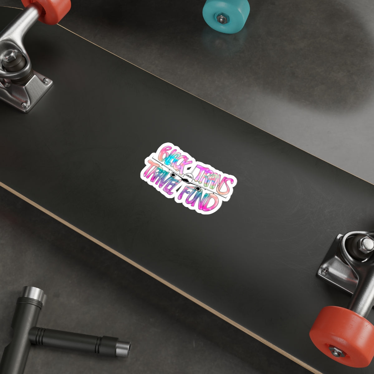 Die-Cut Sticker — "Black Trans Travel Fund" Colorful Airplane Sticker for LGBTQ+ Support & Pride