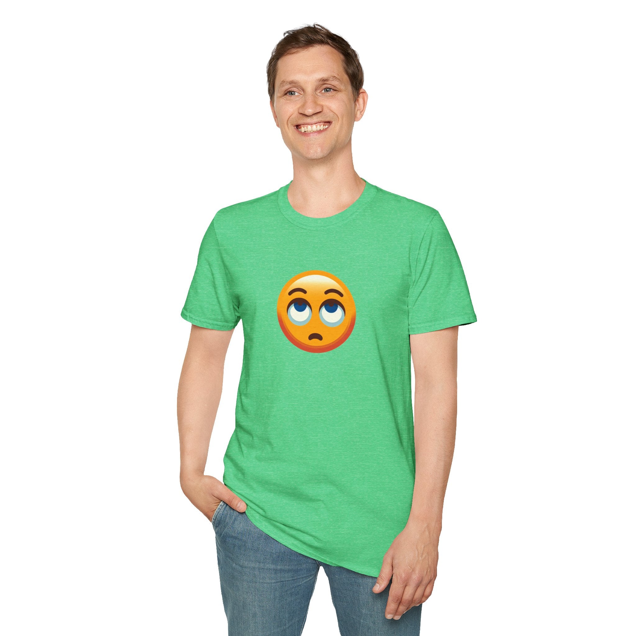 Camiseta unisex de estilo suave con emoji de ojos en blanco | Camiseta gráfica informal para el día a día