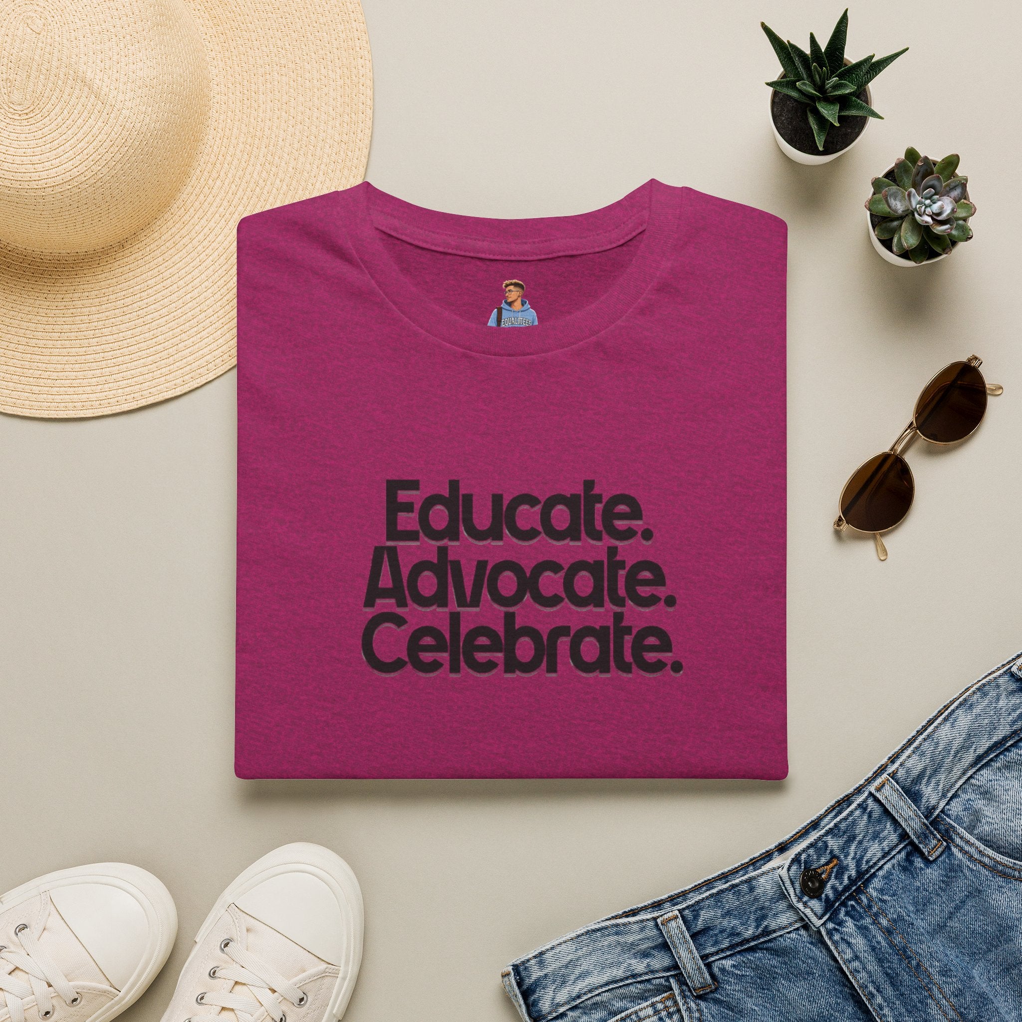 Teacher Advocate T-Shirt - Subtle Pride Educate Advocate Celebrate Design