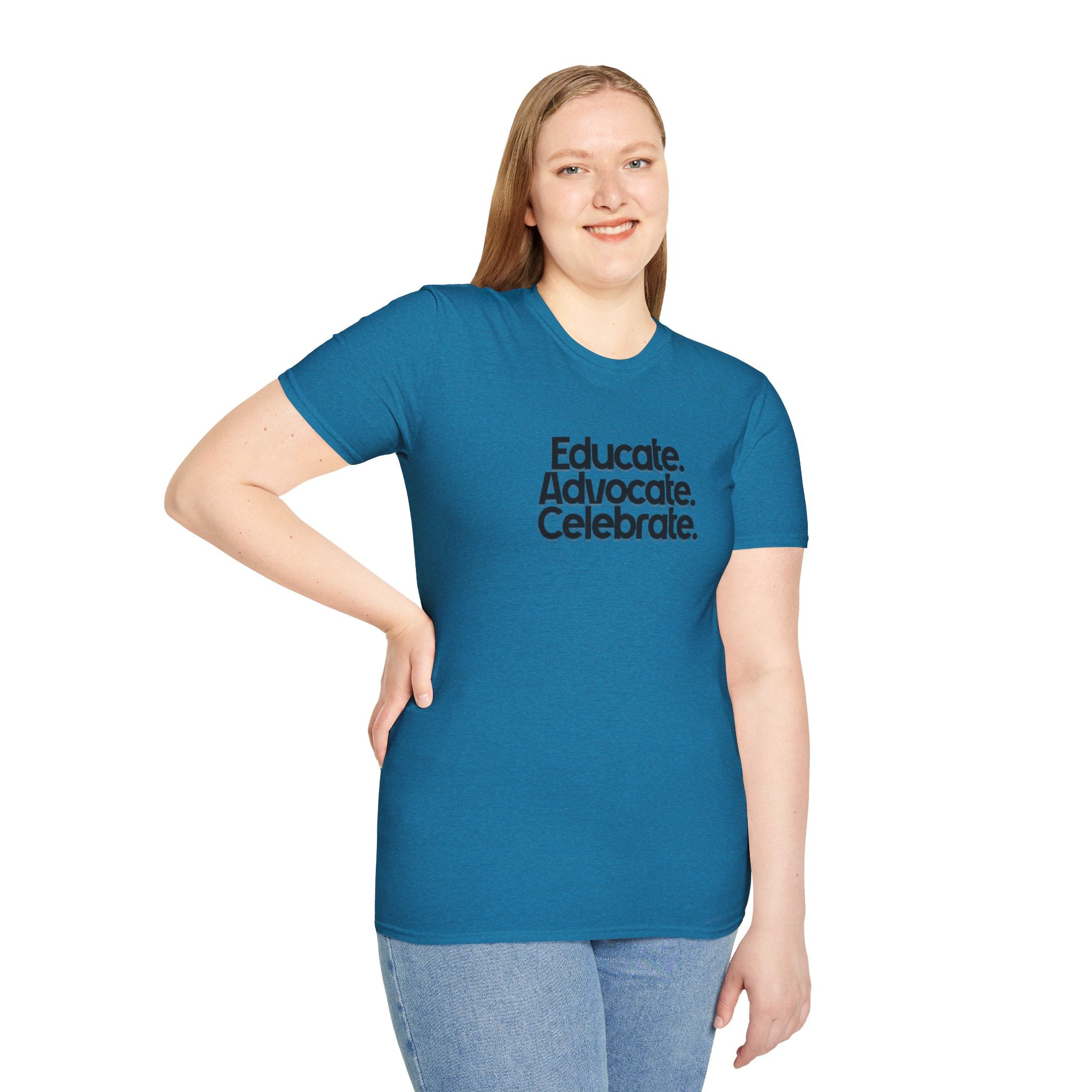 Teacher Advocate T-Shirt - Subtle Pride Educate Advocate Celebrate Design