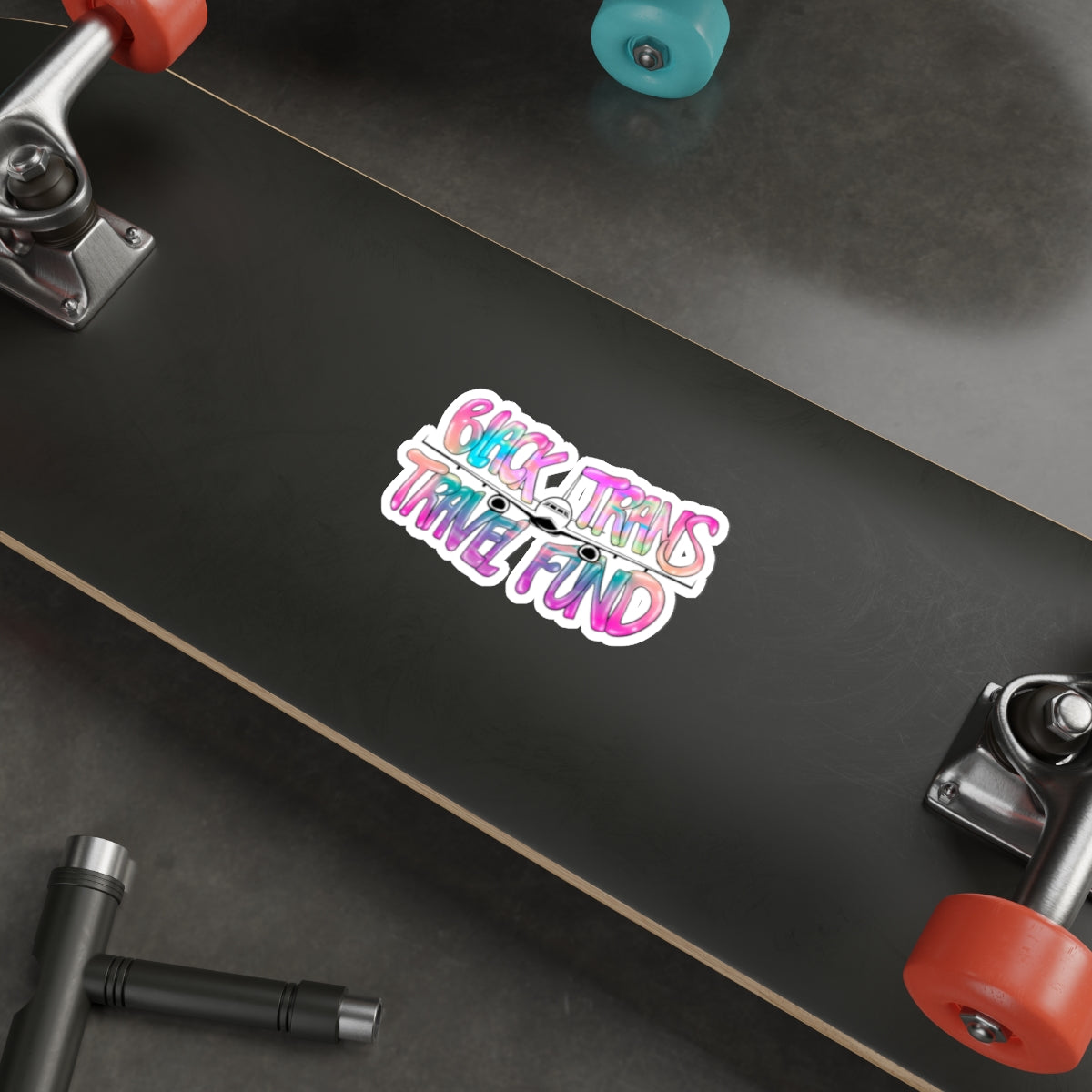 Die-Cut Sticker — "Black Trans Travel Fund" Colorful Airplane Sticker for LGBTQ+ Support & Pride