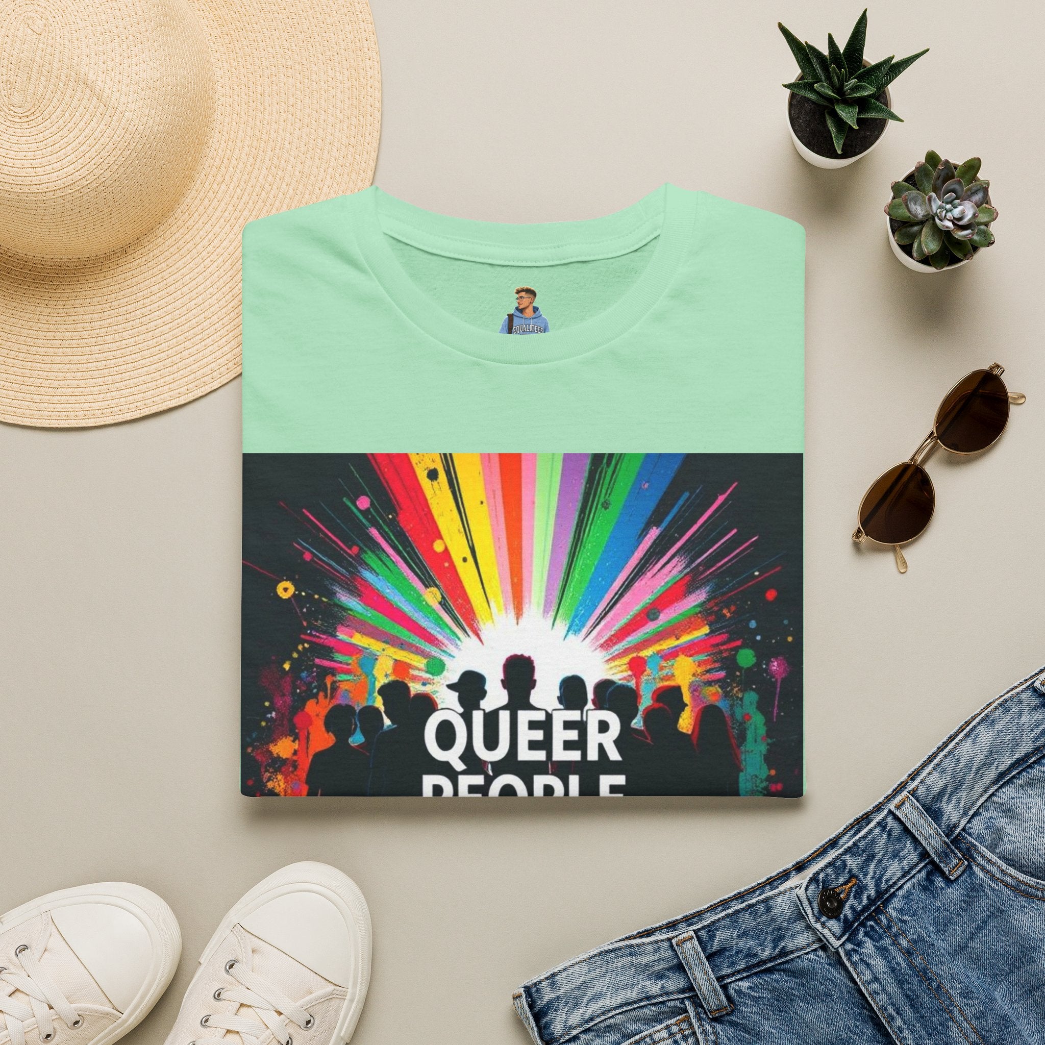 Unisex Softstyle T-Shirt - 'Queer People Belong Everywhere' Pride Graphic Tee