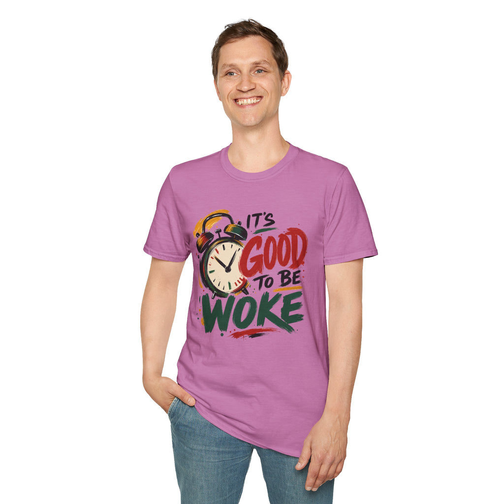 T-Shirt — "It's Good To Be Woke" Graphic Tee (Alarm Clock Design)