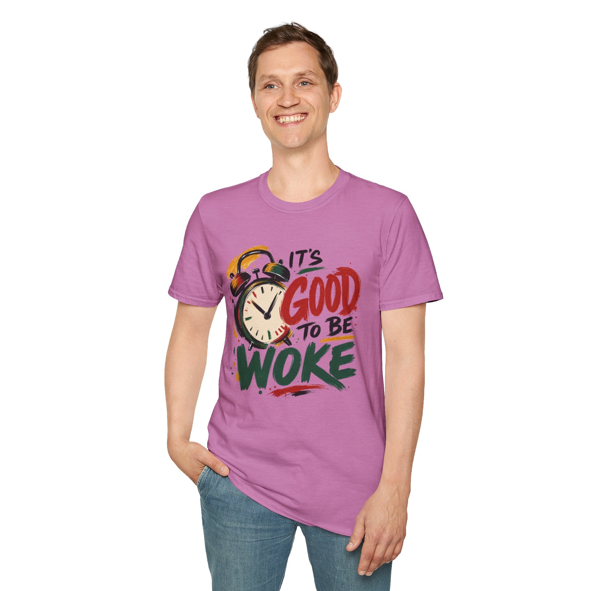 T-Shirt — "It's Good To Be Woke" Graphic Tee (Alarm Clock Design)