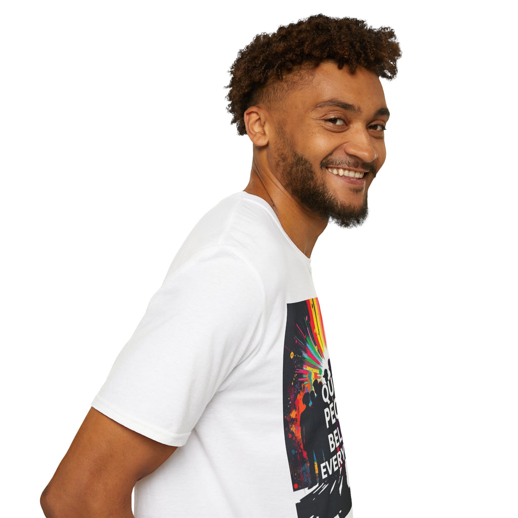 Unisex Softstyle T-Shirt - 'Queer People Belong Everywhere' Pride Graphic Tee