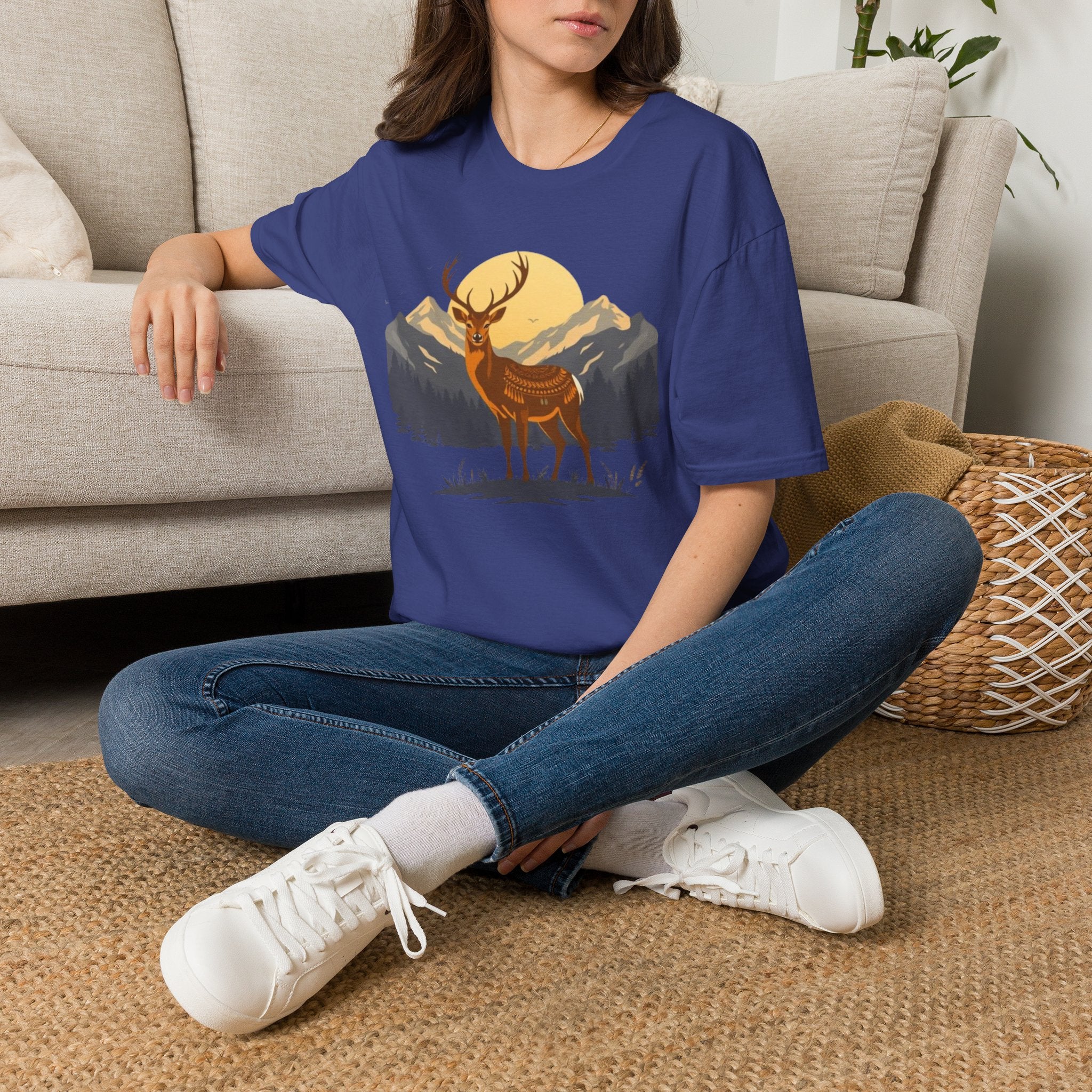 Mountain Sunset Deer Unisex Softstyle T-Shirt
