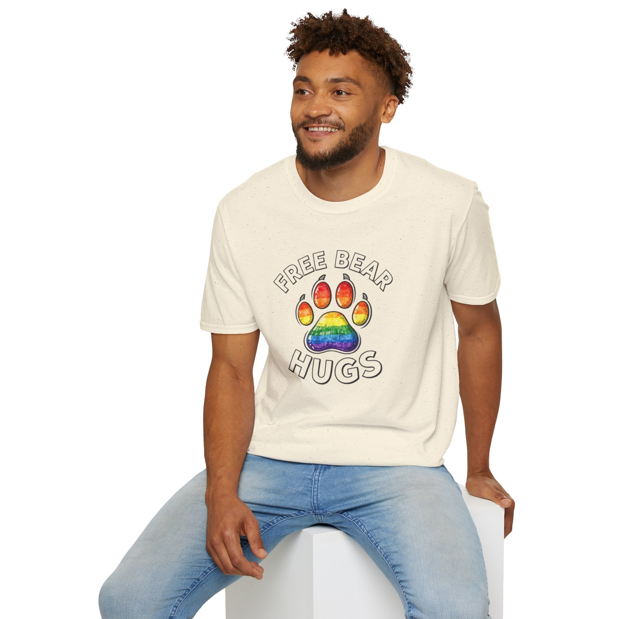 Free Bear Hugs Rainbow Paw T-Shirt