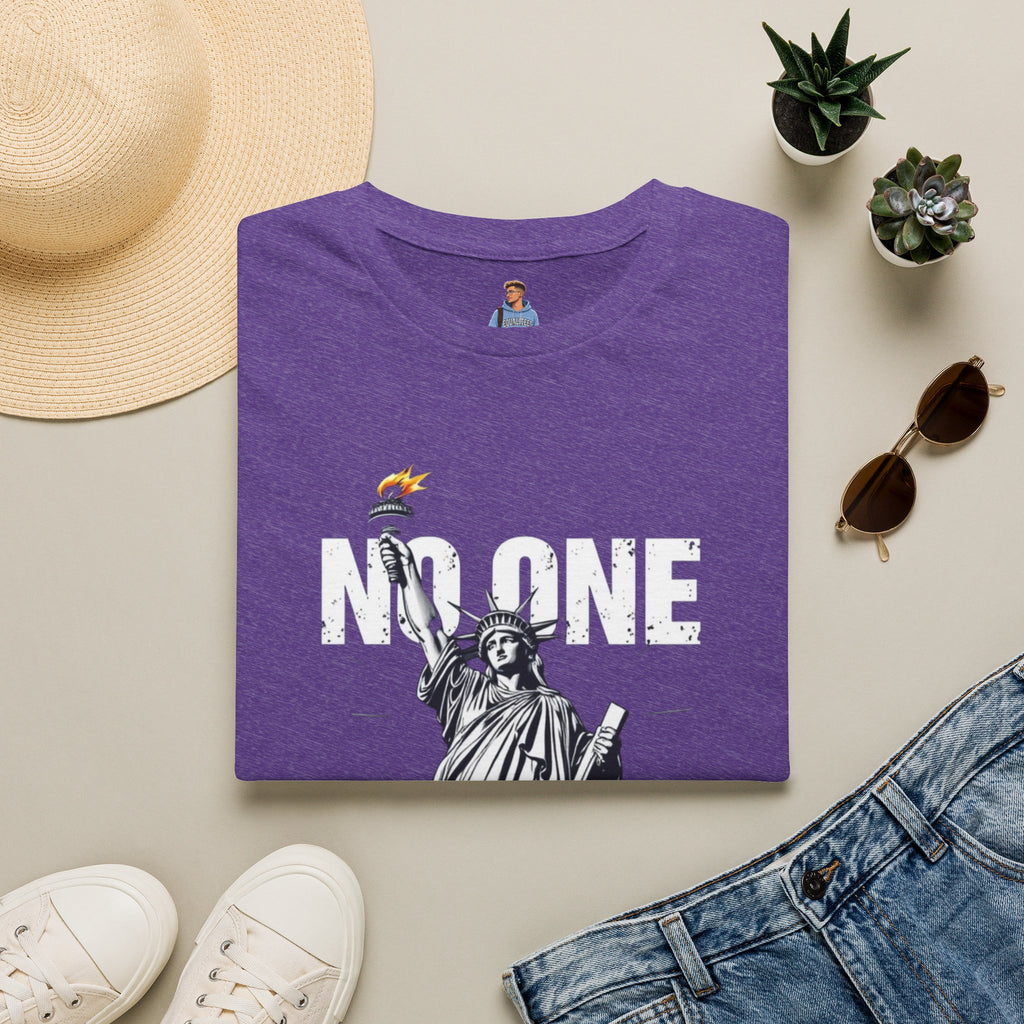 Camiseta unisex de estilo suave: camiseta gráfica con el lema "Nadie es ilegal" para defensores de la justicia social