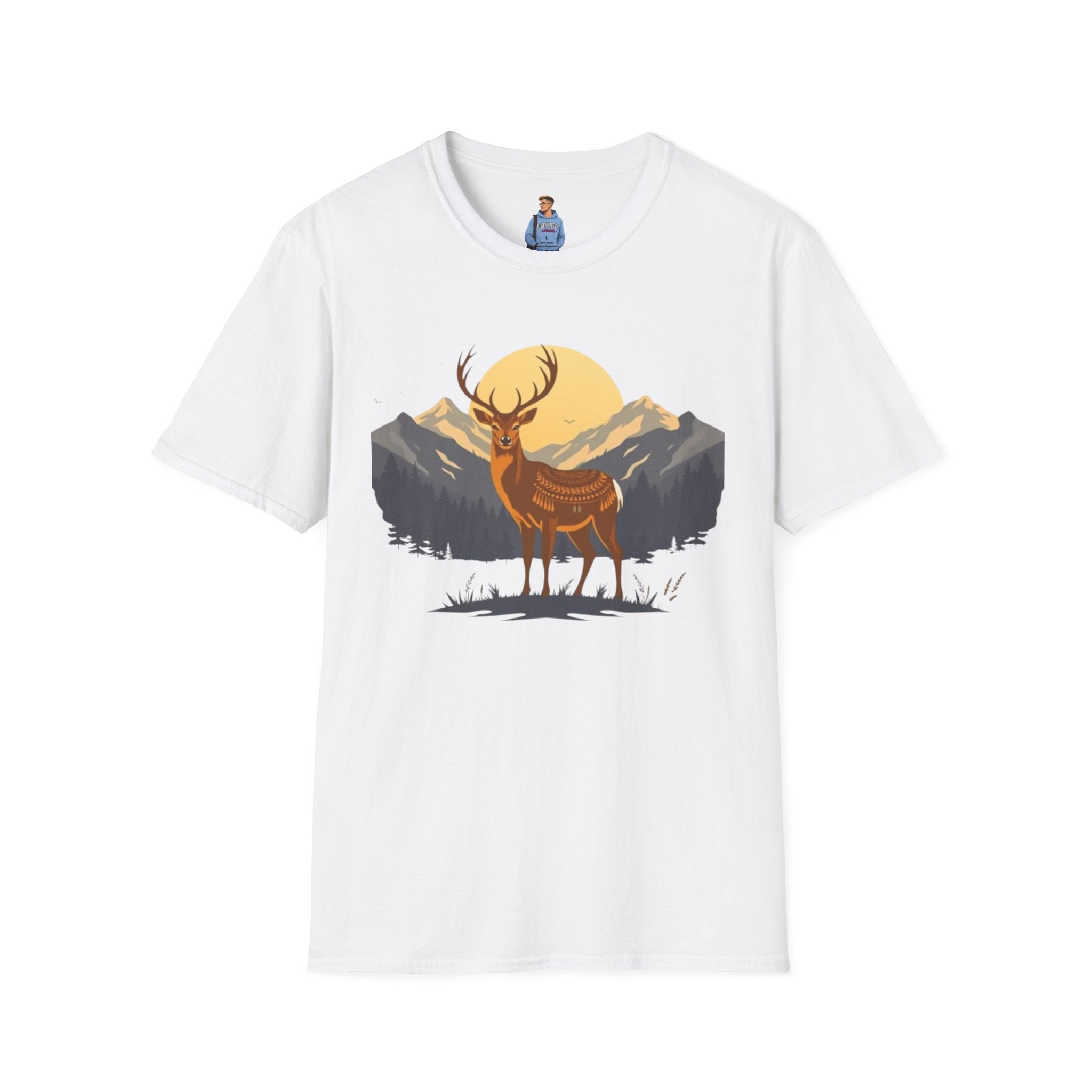 Mountain Sunset Deer Unisex Softstyle T-Shirt