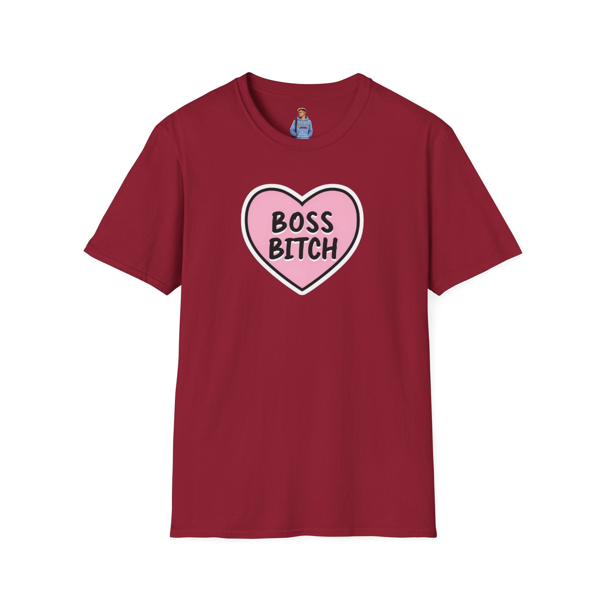 Camiseta unisex de estilo suave con diseño de corazón "Boss Bitch" - Camiseta divertida y llamativa
