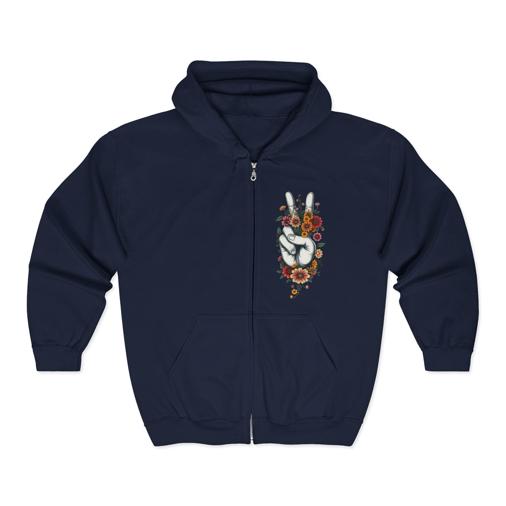 Grow Peace Zip-Up Hoodie - Cozy Outdoor Style