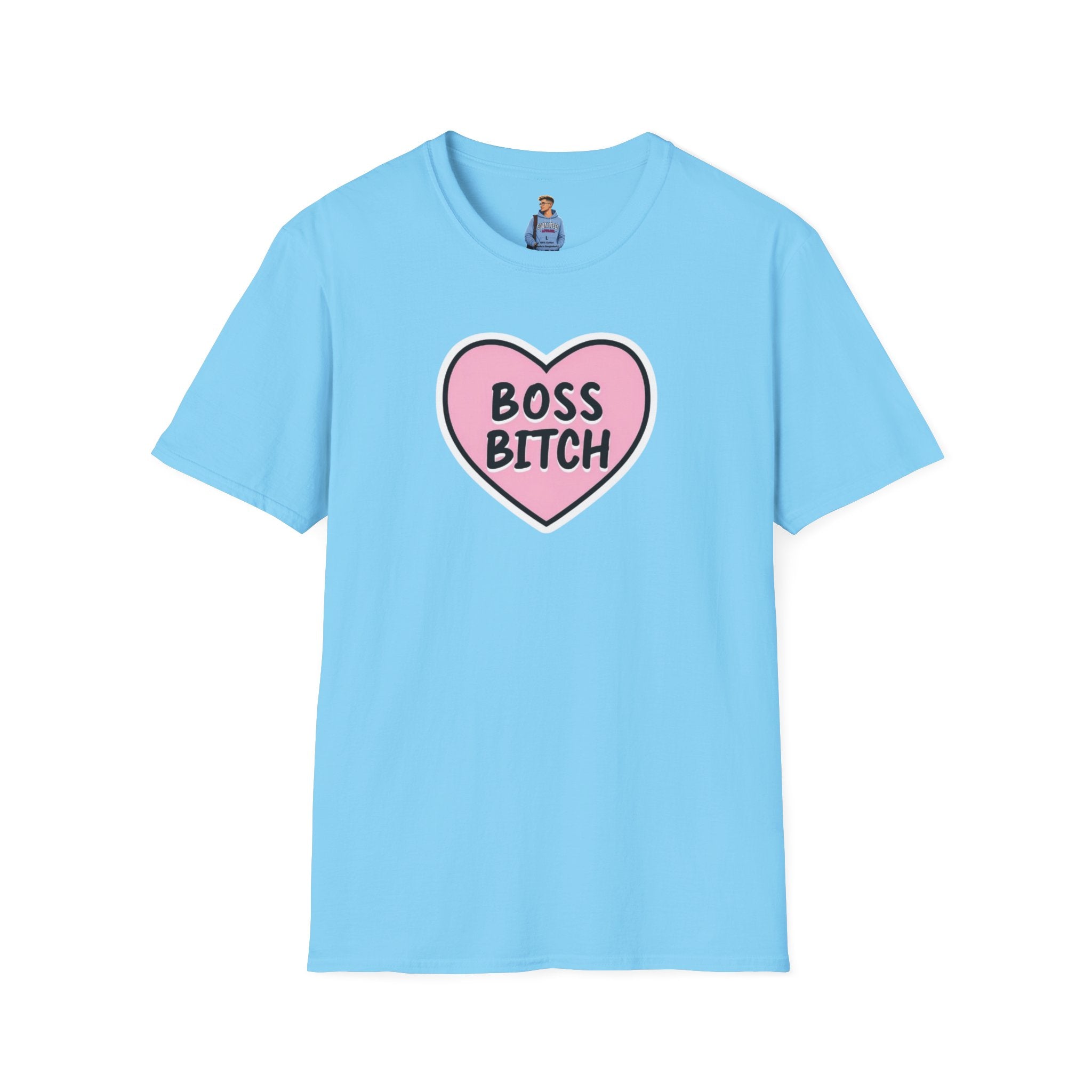 Camiseta unisex de estilo suave con diseño de corazón "Boss Bitch" - Camiseta divertida y llamativa