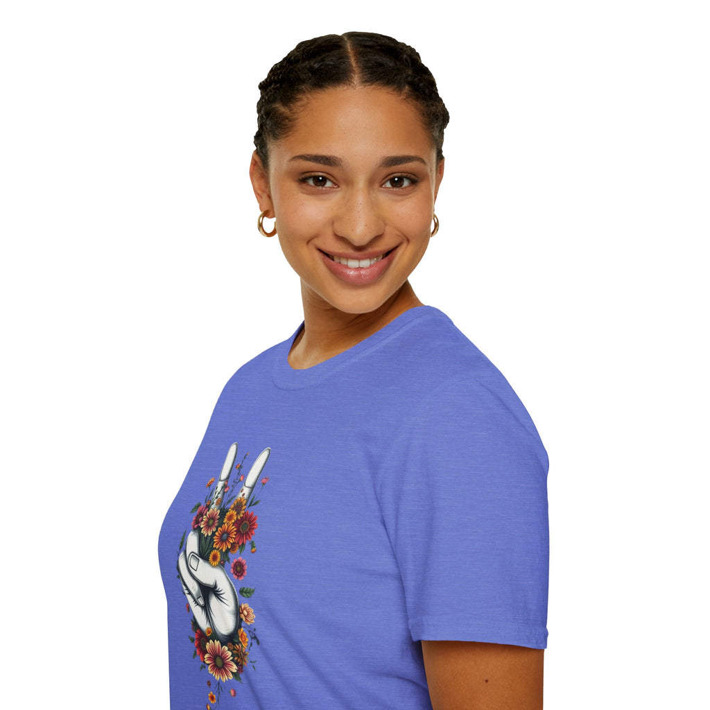 Camiseta unisex de estilo suave Grow Peace: inspiración boho, perfecta para festivales y uso diario