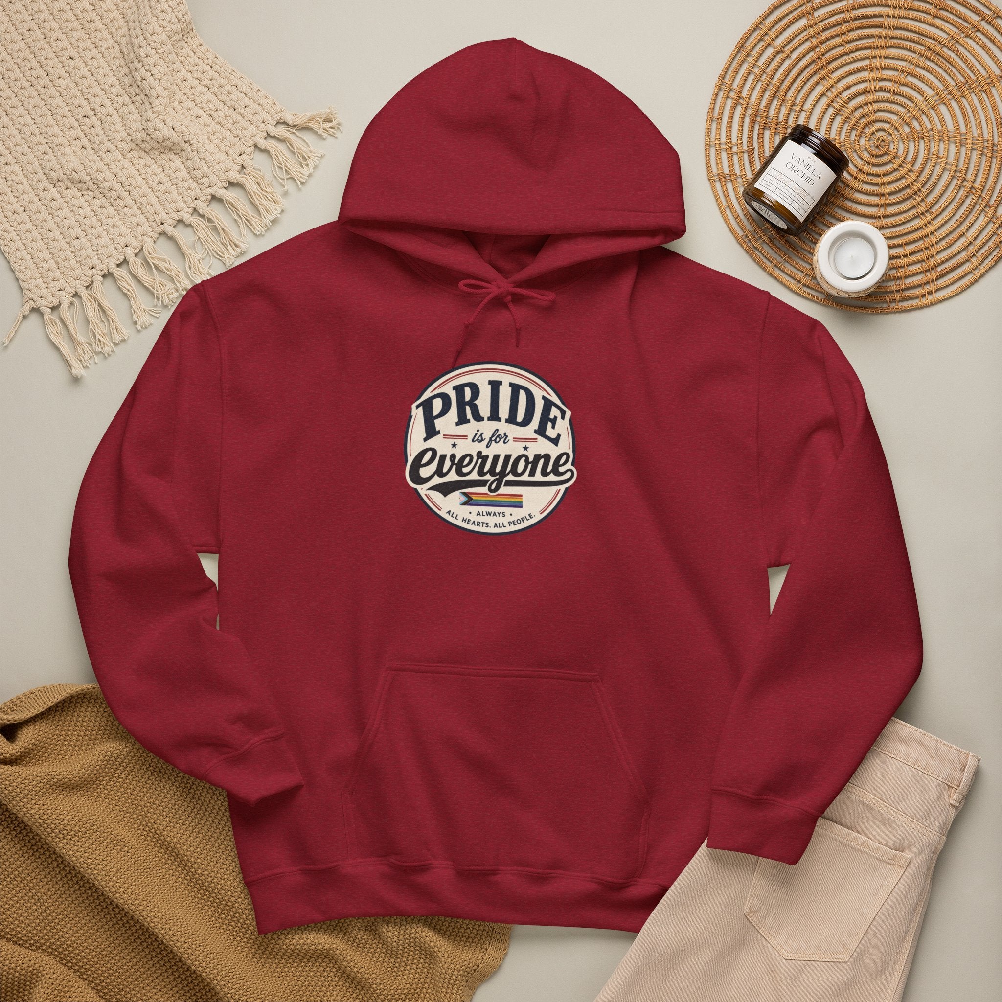 Pride Is For Everyone Pullover Hoodie — Vintage Graphic Inclusivity Sweatshirt