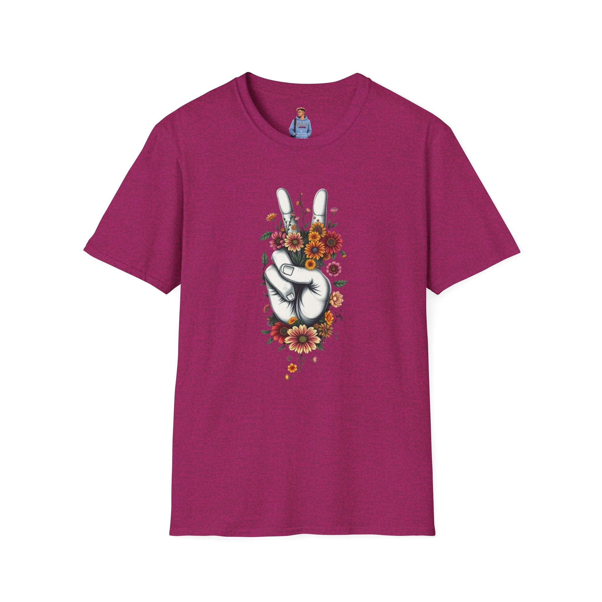 Grow Peace Unisex Softstyle T-Shirt - Boho Inspiration, Perfect for Festivals and Everyday Wear