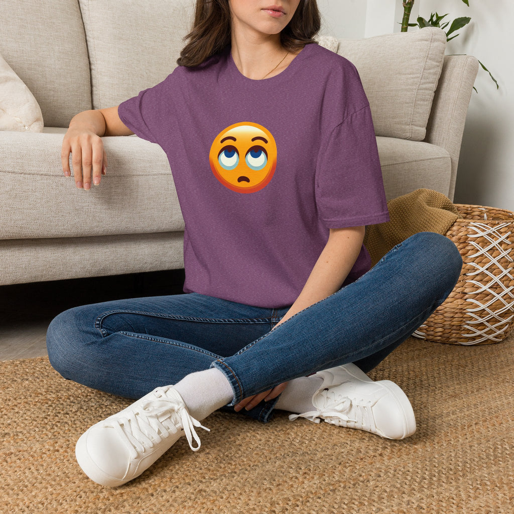 Camiseta unisex de estilo suave con emoji de ojos en blanco | Camiseta gráfica informal para el día a día