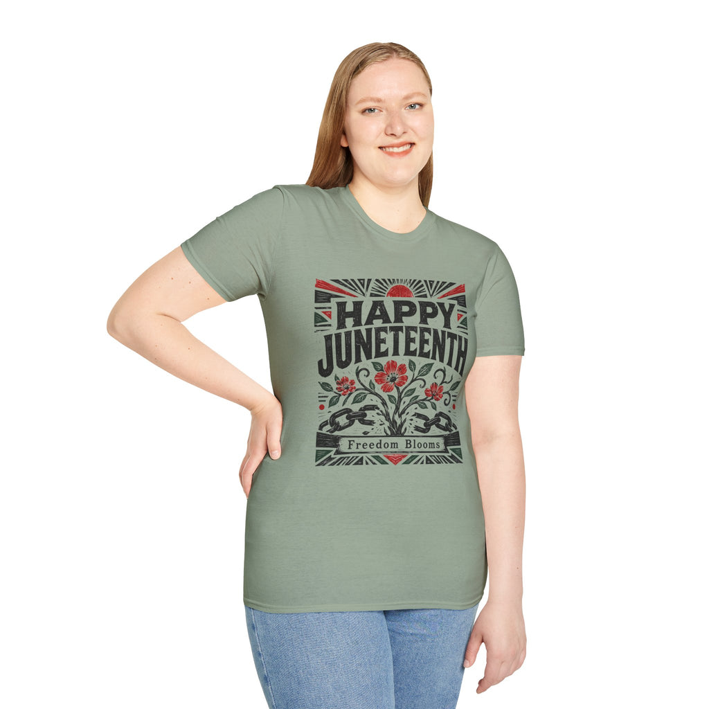 Juneteenth T-Shirt — "Happy Juneteenth" Floral Freedom Tee