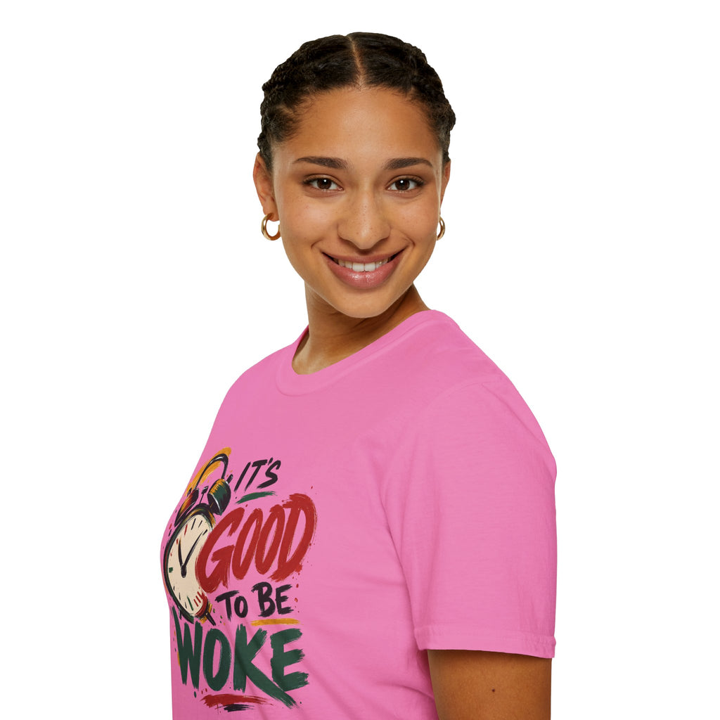 T-Shirt — "It's Good To Be Woke" Graphic Tee (Alarm Clock Design)