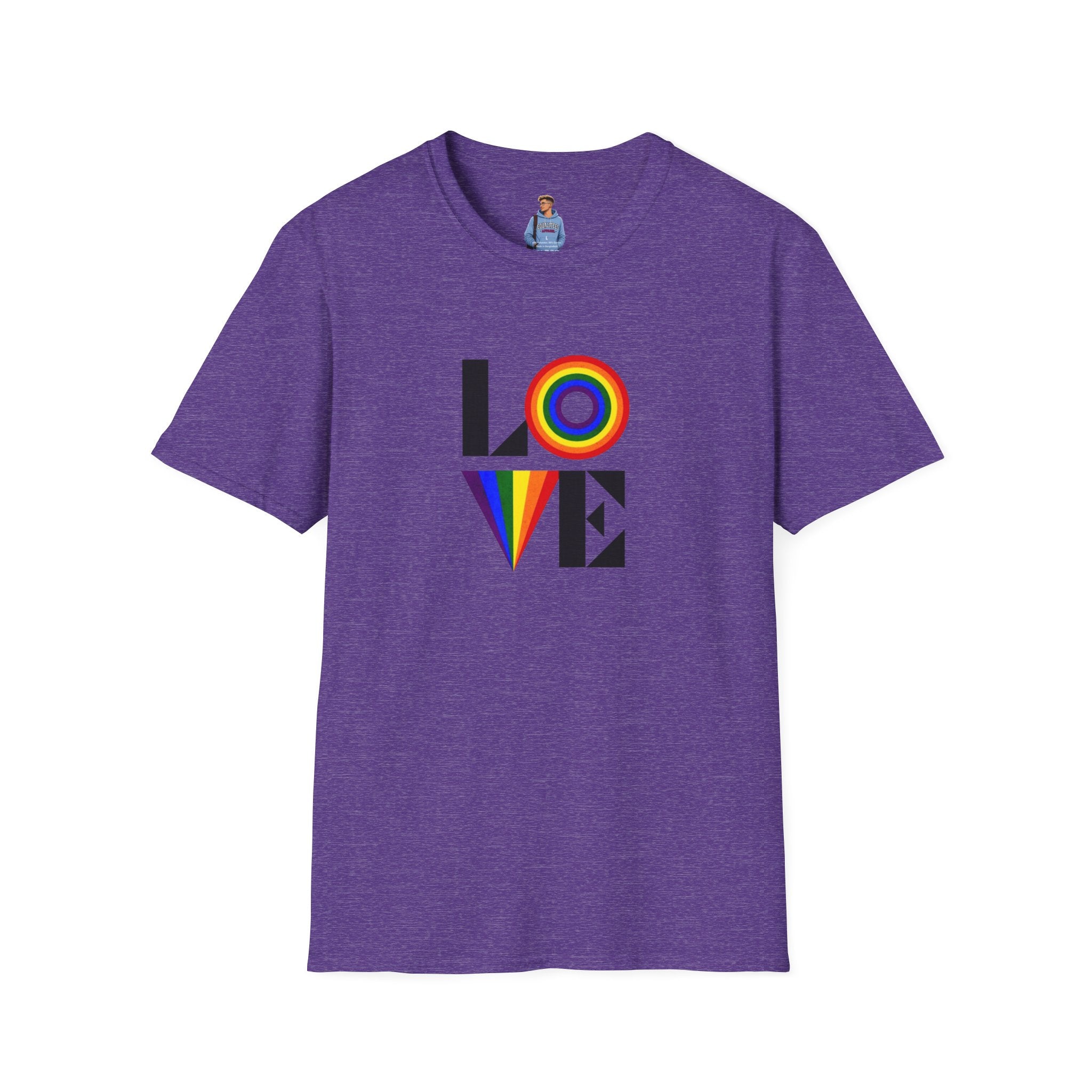 Camiseta unisex suave con diseño vibrante LOVE para Pride