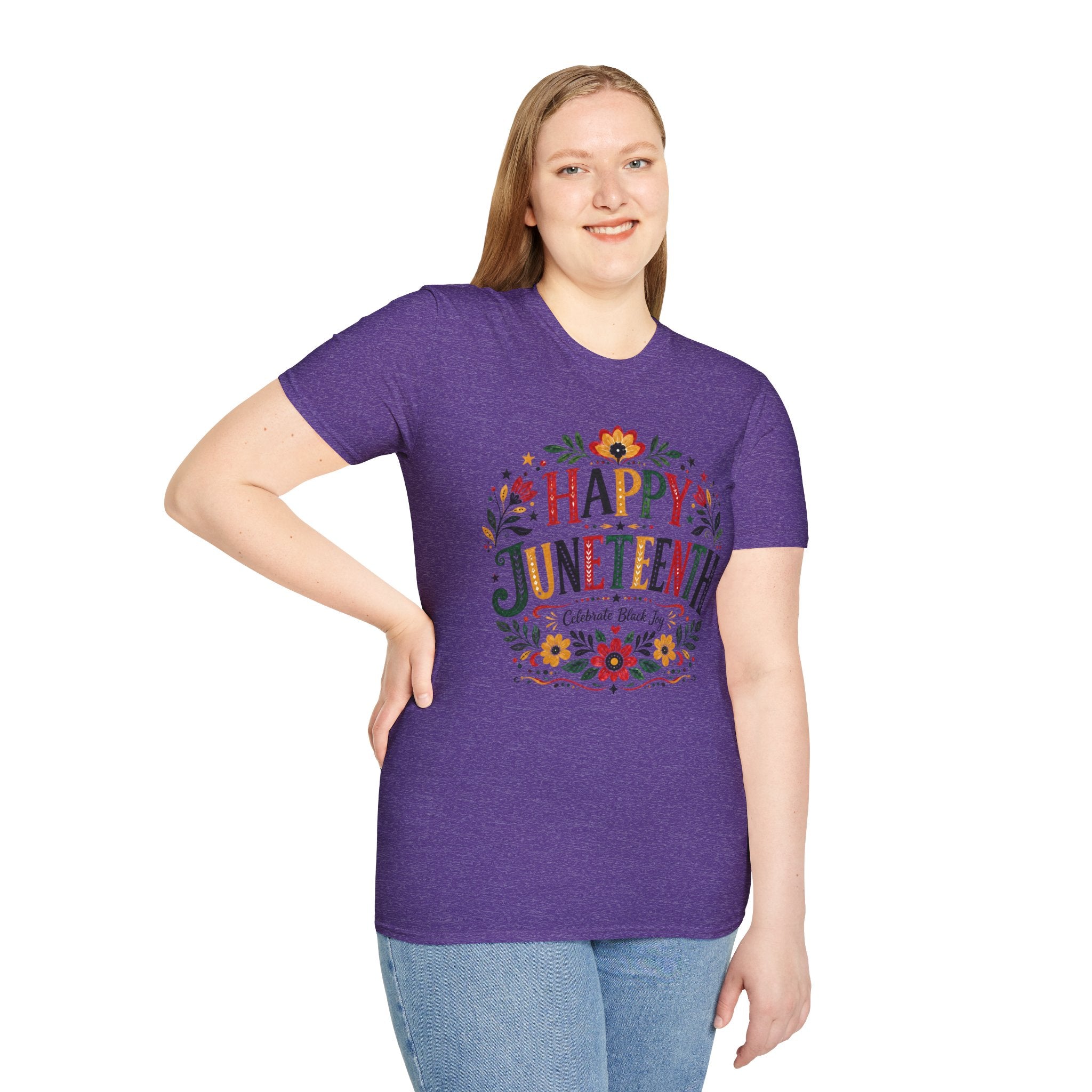 Juneteenth T-Shirt — "Happy Juneteenth" Floral Celebration Tee