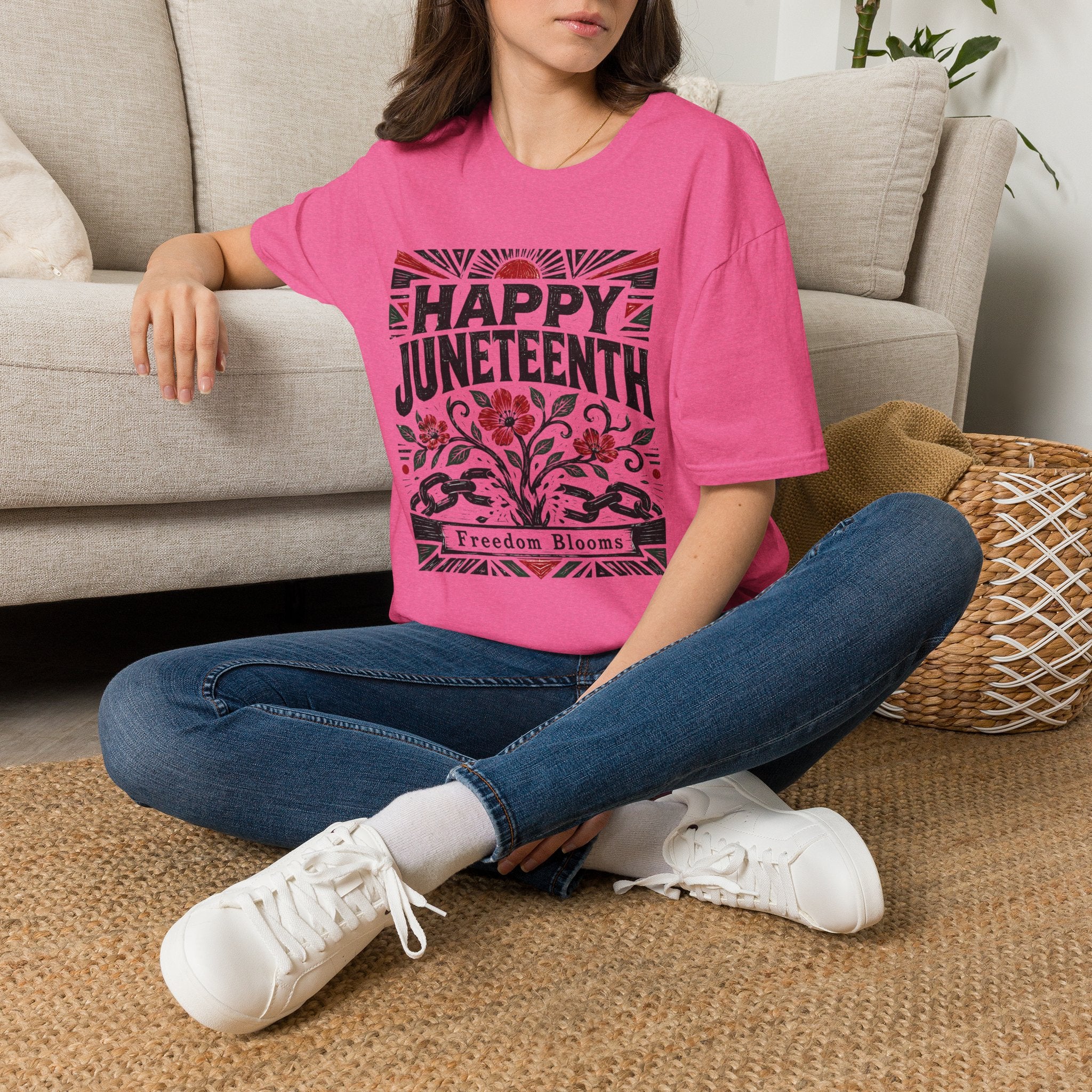 Juneteenth T-Shirt — "Happy Juneteenth" Floral Freedom Tee