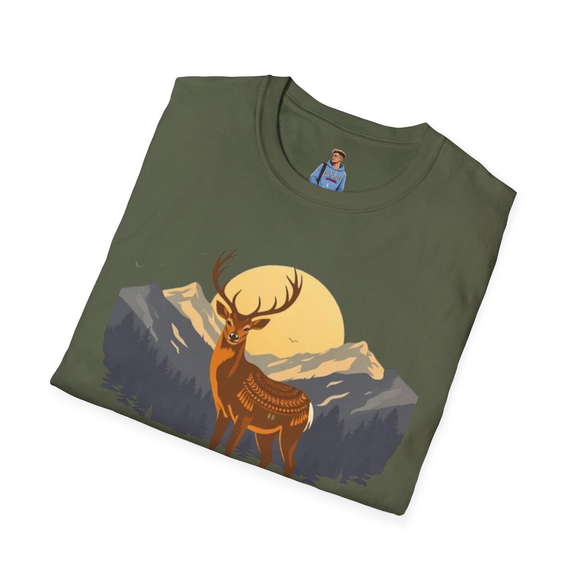 Mountain Sunset Deer Unisex Softstyle T-Shirt