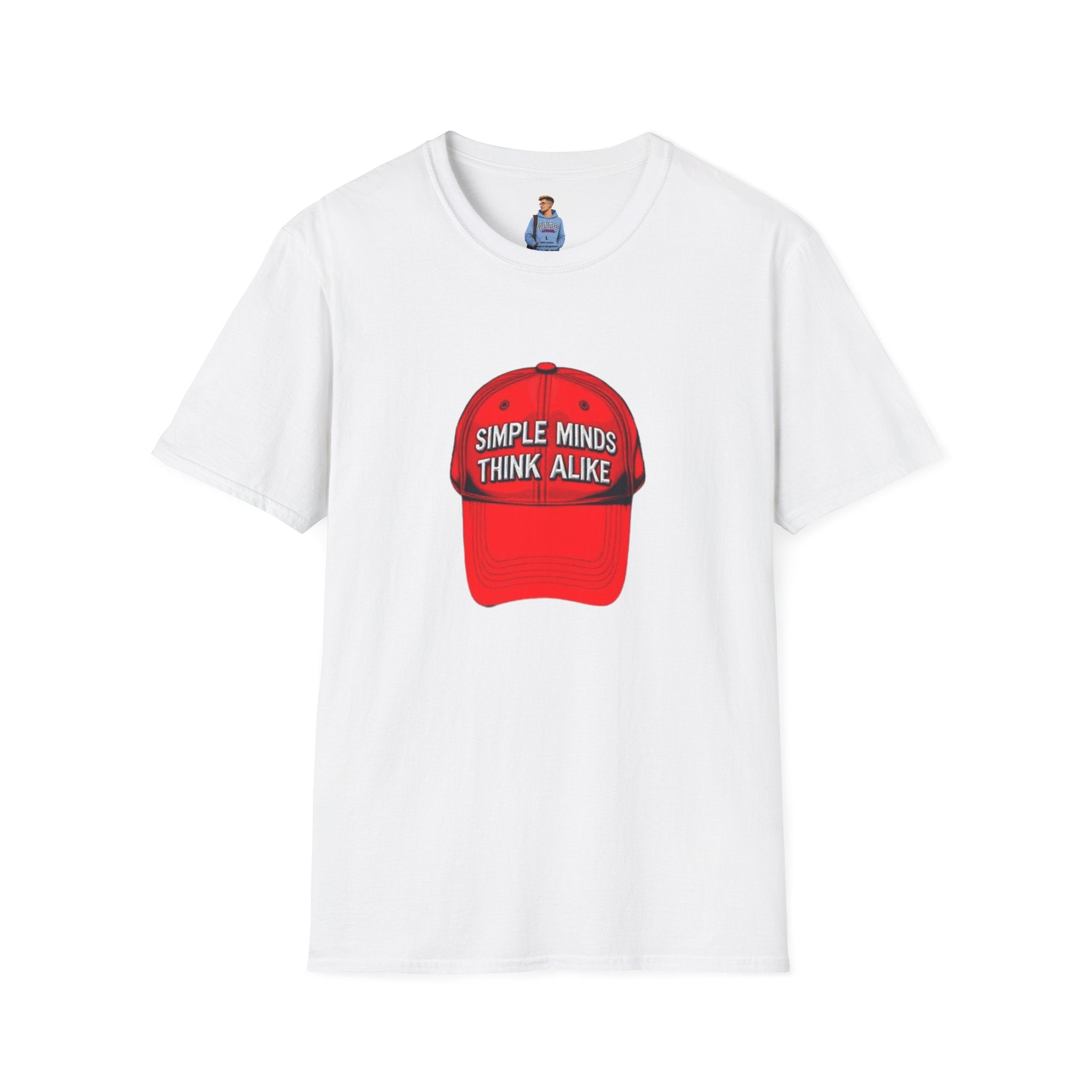 Camiseta unisex de estilo suave: camiseta gráfica con los lemas «Simple Minds Think Alike» y «Make America Think Again»