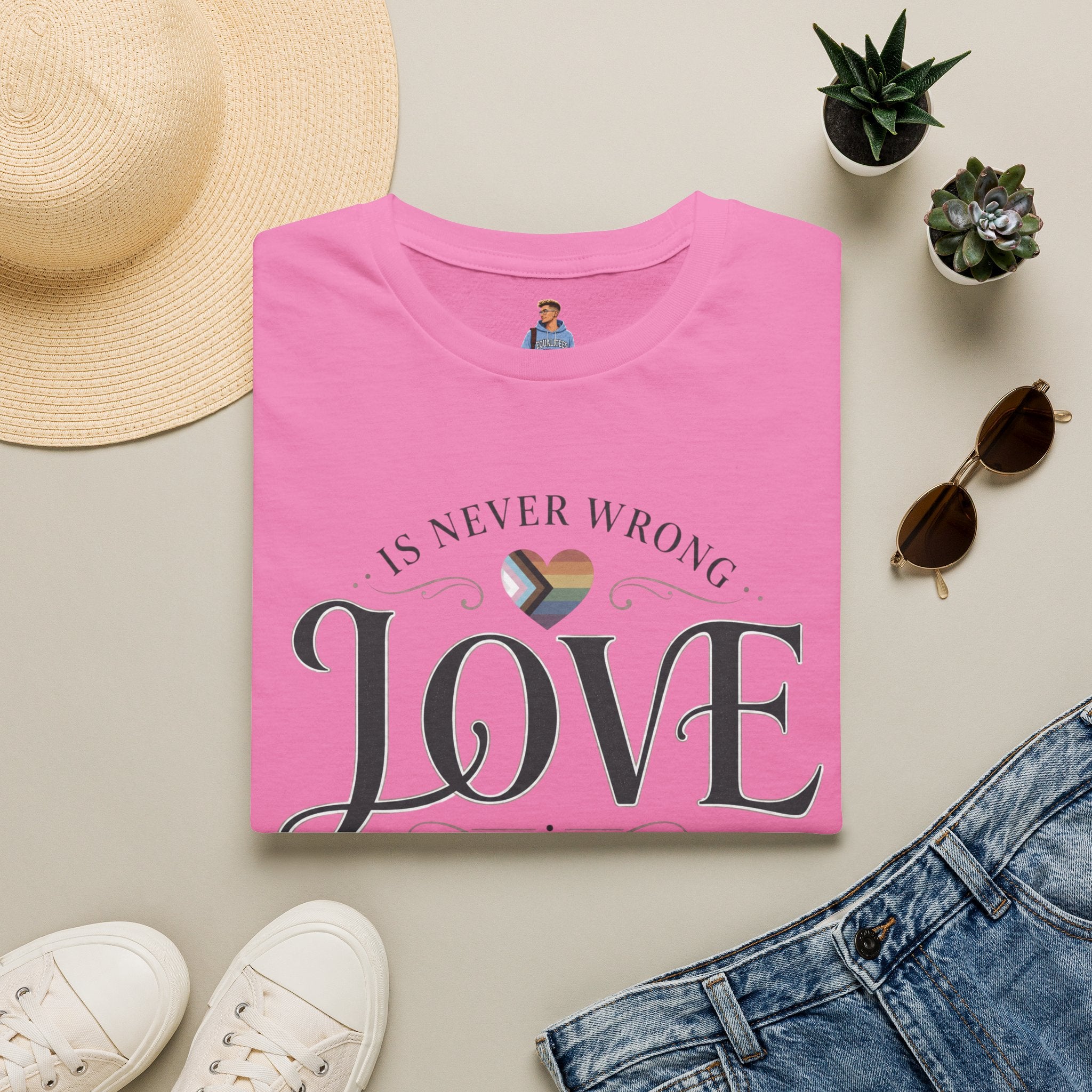 Love Is Never Wrong T-Shirt — LGBTQ+ Pride Heart Tee