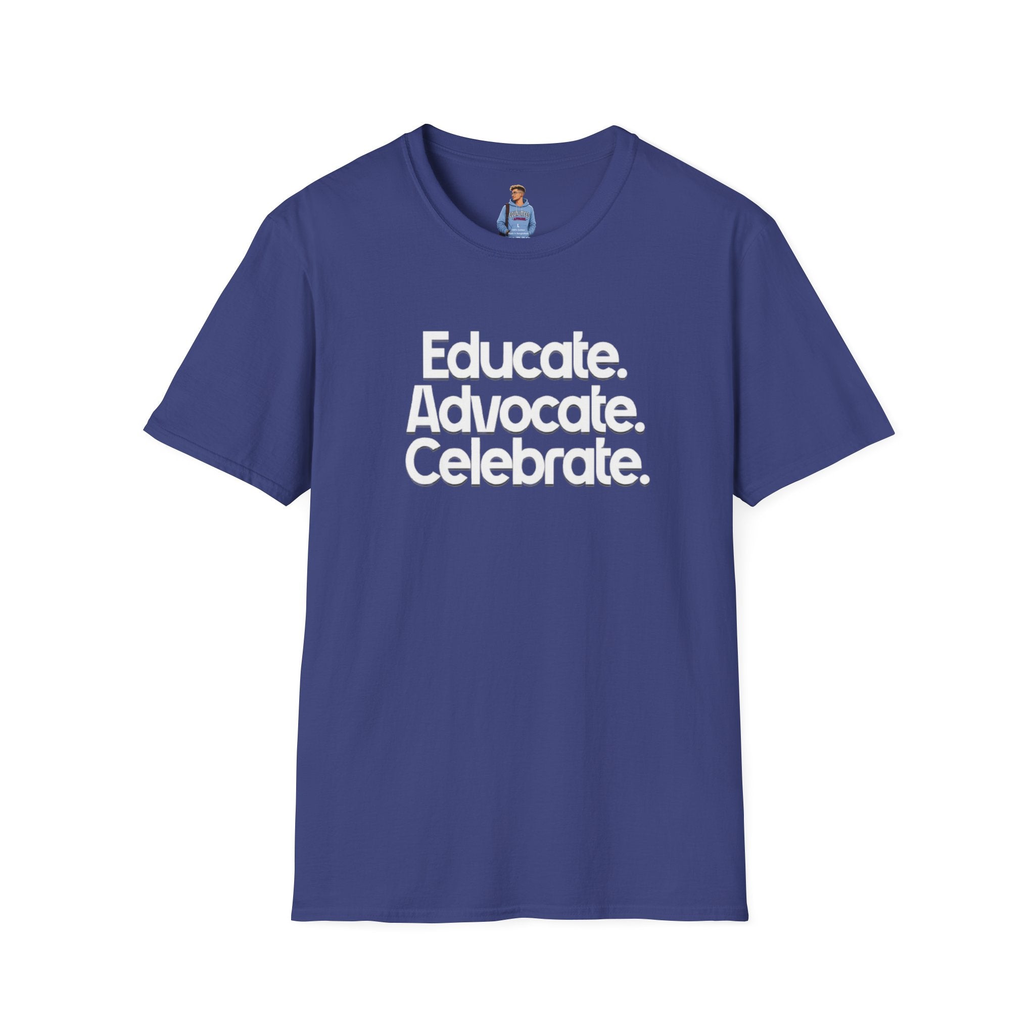 Educate. Advocate. Celebrate. Minimalist Pride T-Shirt