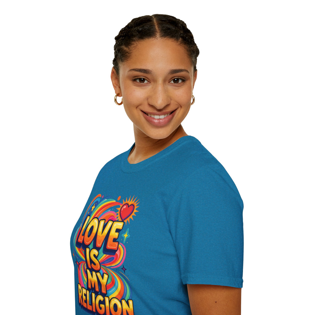 Love Is My Religion Retro Rainbow Graphic T-shirt