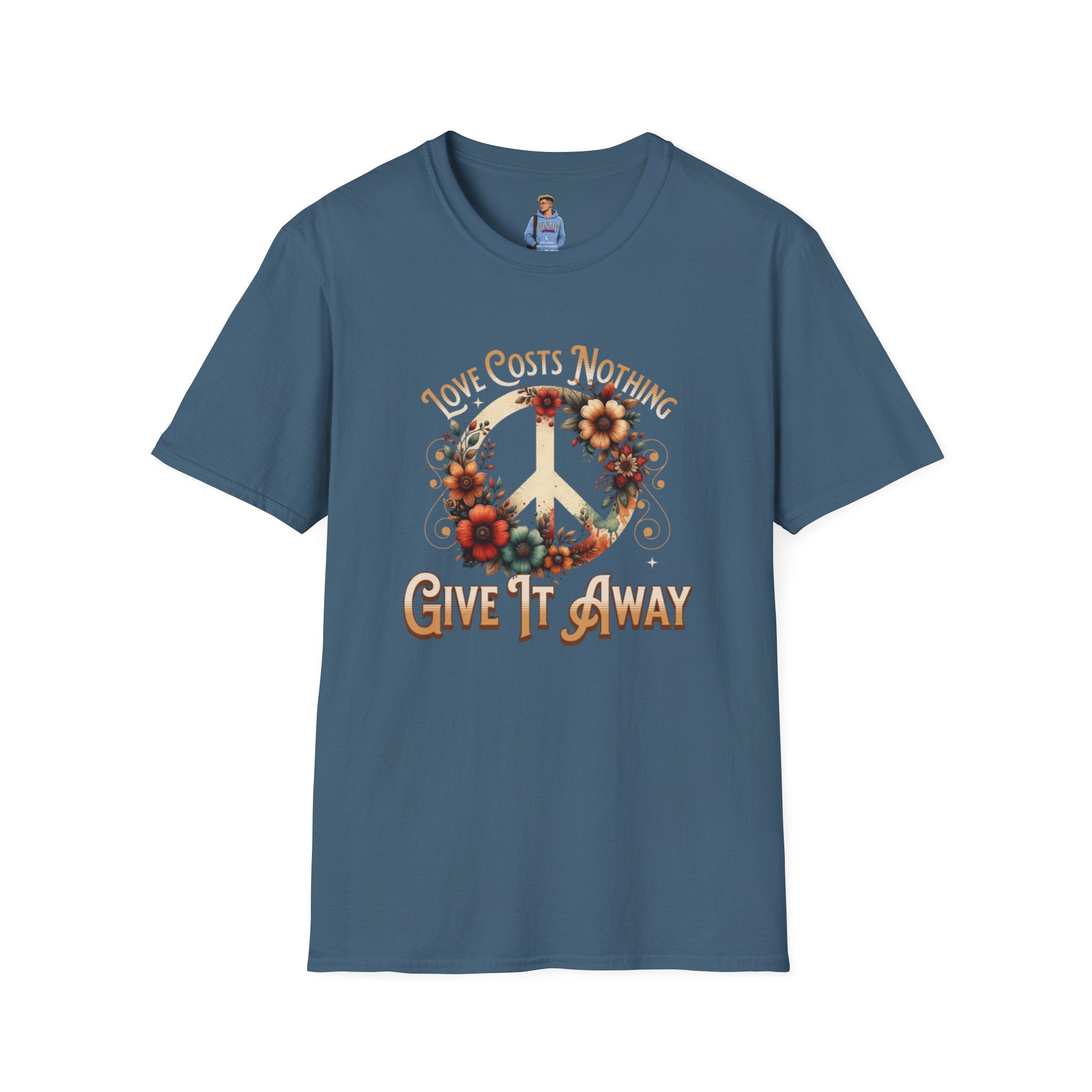 Unisex Softstyle T-Shirt - Love Costs Nothing, Give It Away Floral Peace Design