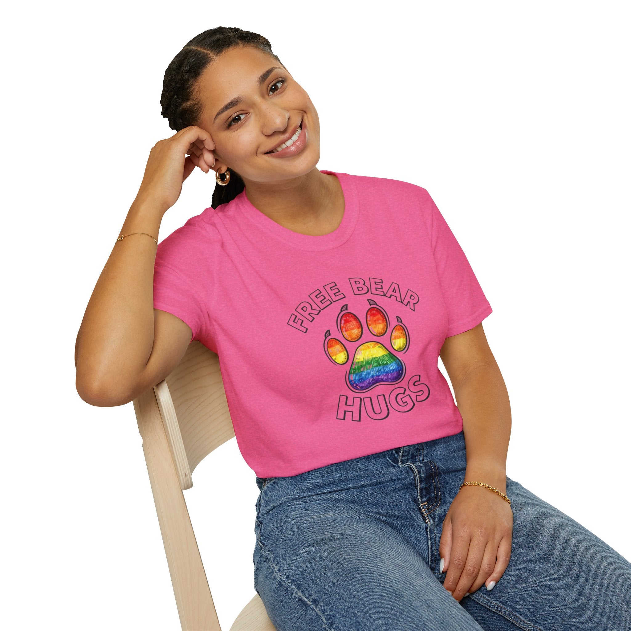 Free Bear Hugs Rainbow Paw T-Shirt