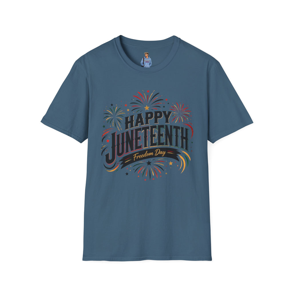 Juneteenth T-Shirt - "Happy Juneteenth" Fireworks Celebration Tee
