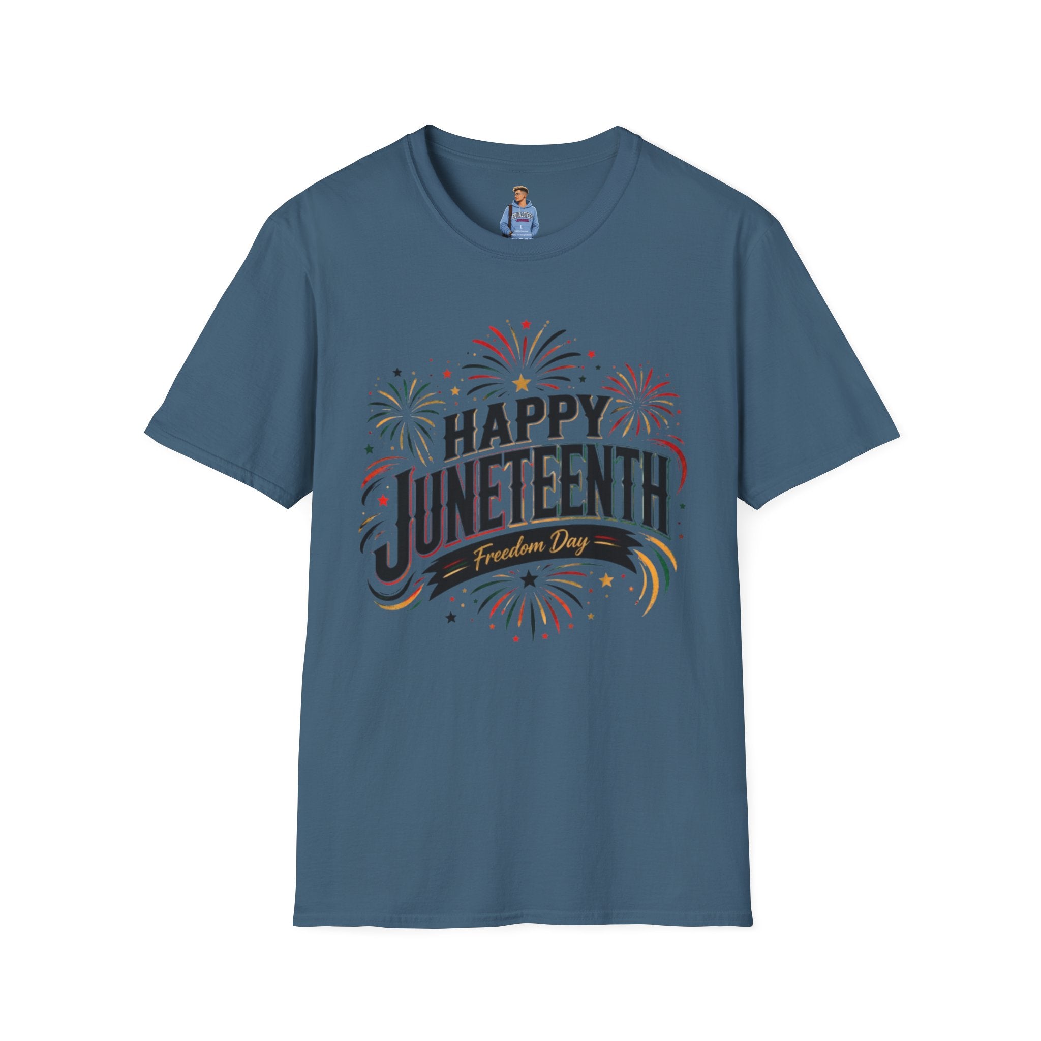 Juneteenth T-Shirt - "Happy Juneteenth" Fireworks Celebration Tee