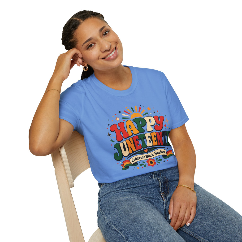 Juneteenth T-Shirt - "Happy Juneteenth" Retro Celebration Tee