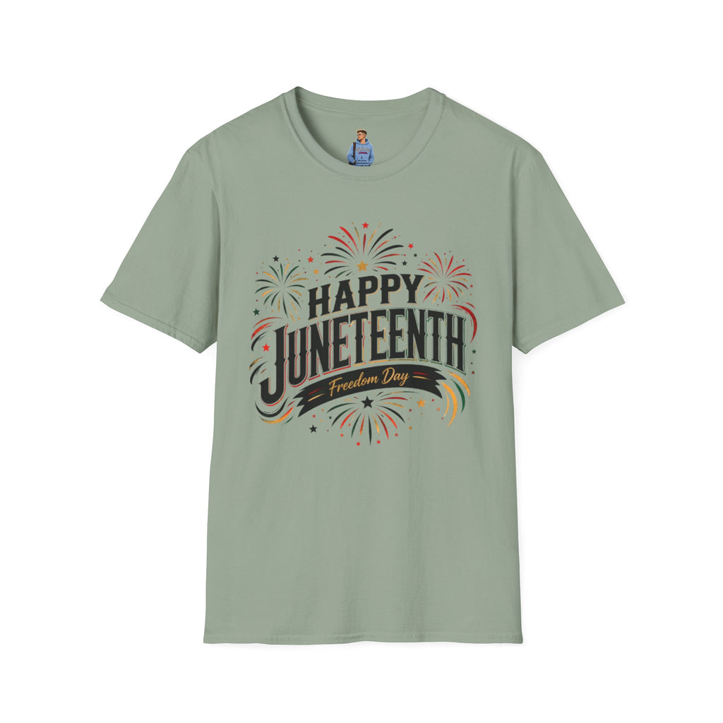Juneteenth T-Shirt - "Happy Juneteenth" Fireworks Celebration Tee