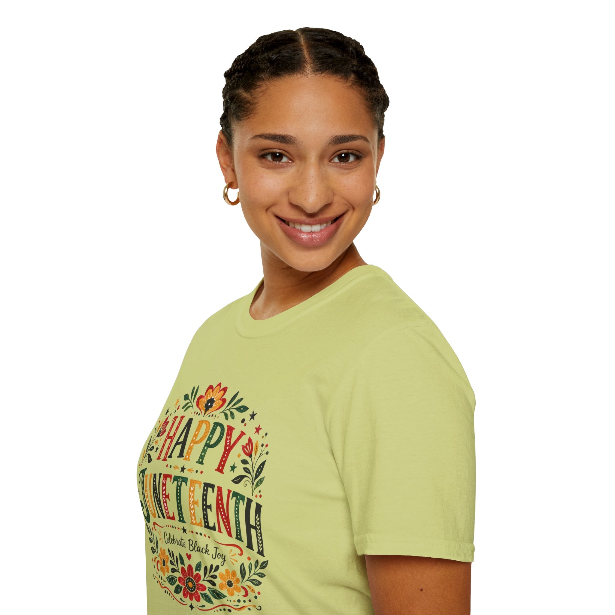 Juneteenth T-Shirt — "Happy Juneteenth" Floral Celebration Tee
