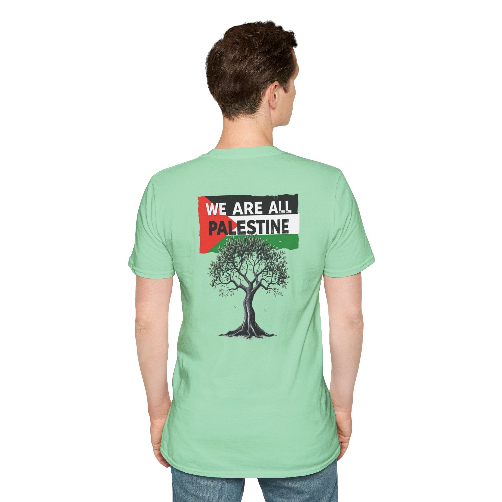 Camiseta unisex de estilo suave: "Apoya a Gaza y todos somos Palestina".