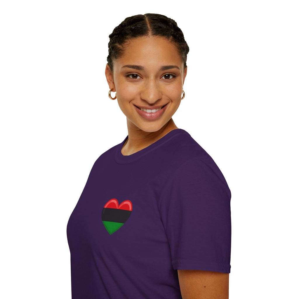 Unity and Heritage Unisex Softstyle T-Shirt with Pan-African Heart