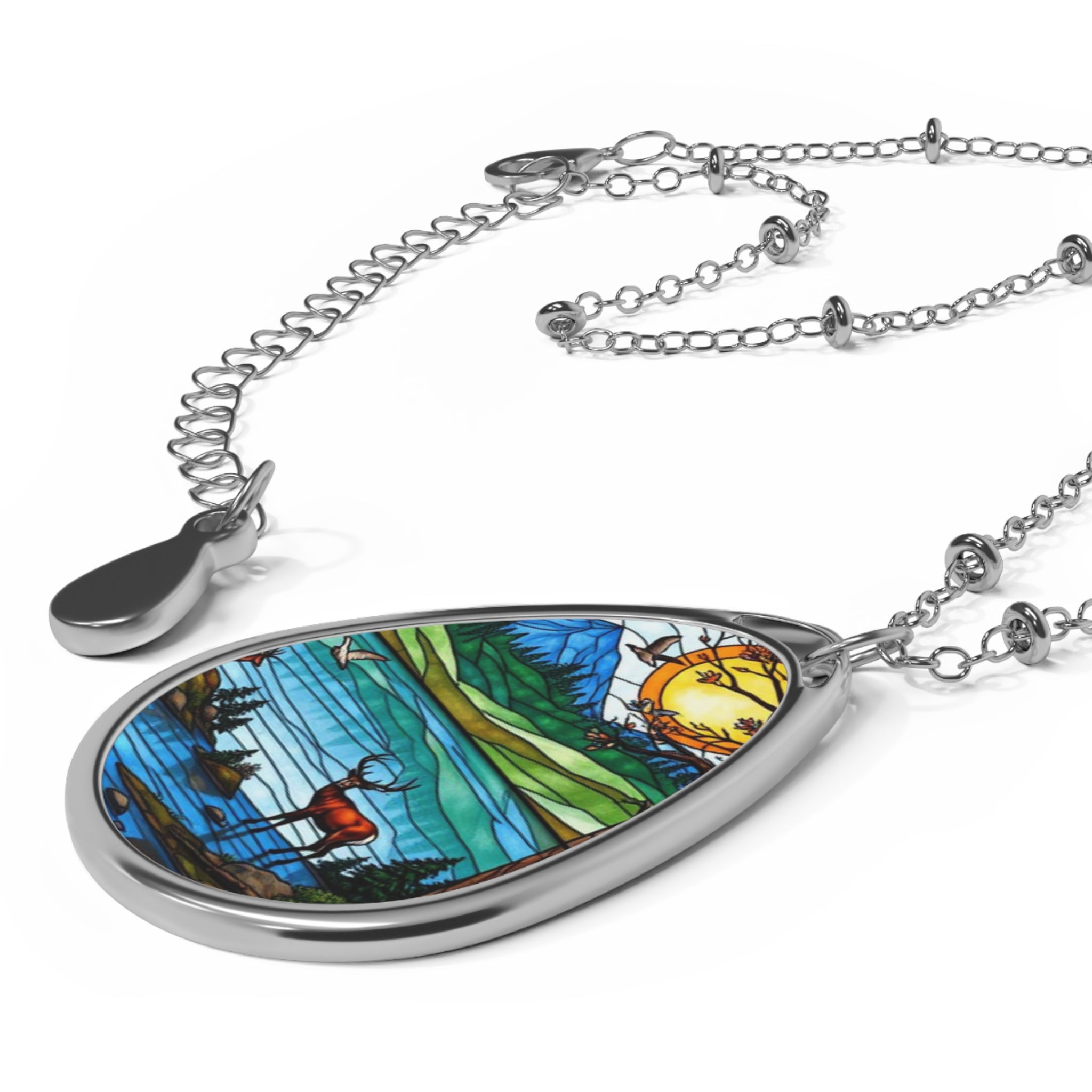 Wild Landscape Teardrop Pendant Necklace