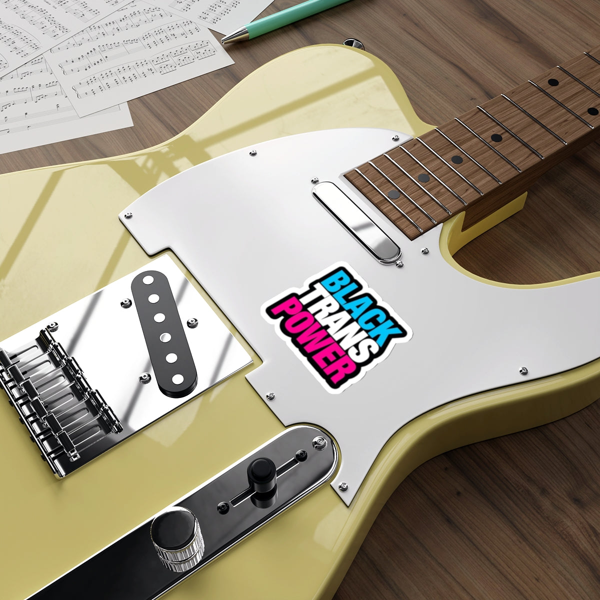 Black Trans Power Die-Cut Sticker - EqualiTees.Me