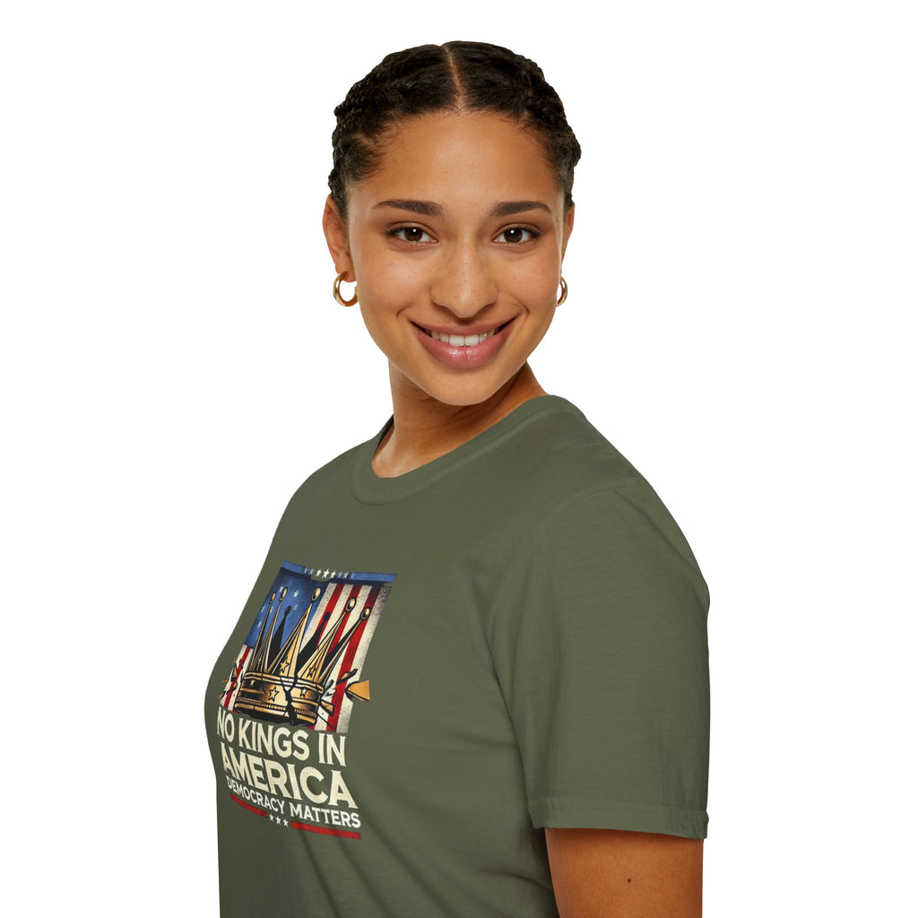 No Kings in America-Democracy Matters  Unisex Softstyle T-Shirt