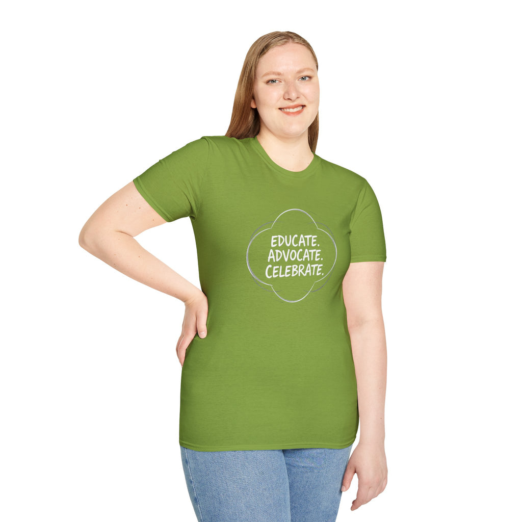 Subtle Pride Educate Advocate Celebrate Minimalist T-Shirt for Every Occasion