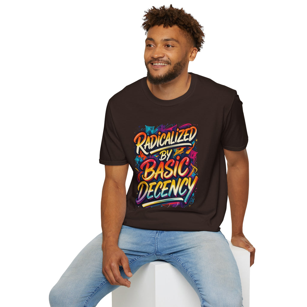 Radicalized by Basic Decency T-Shirt Colorful Graffiti Typography