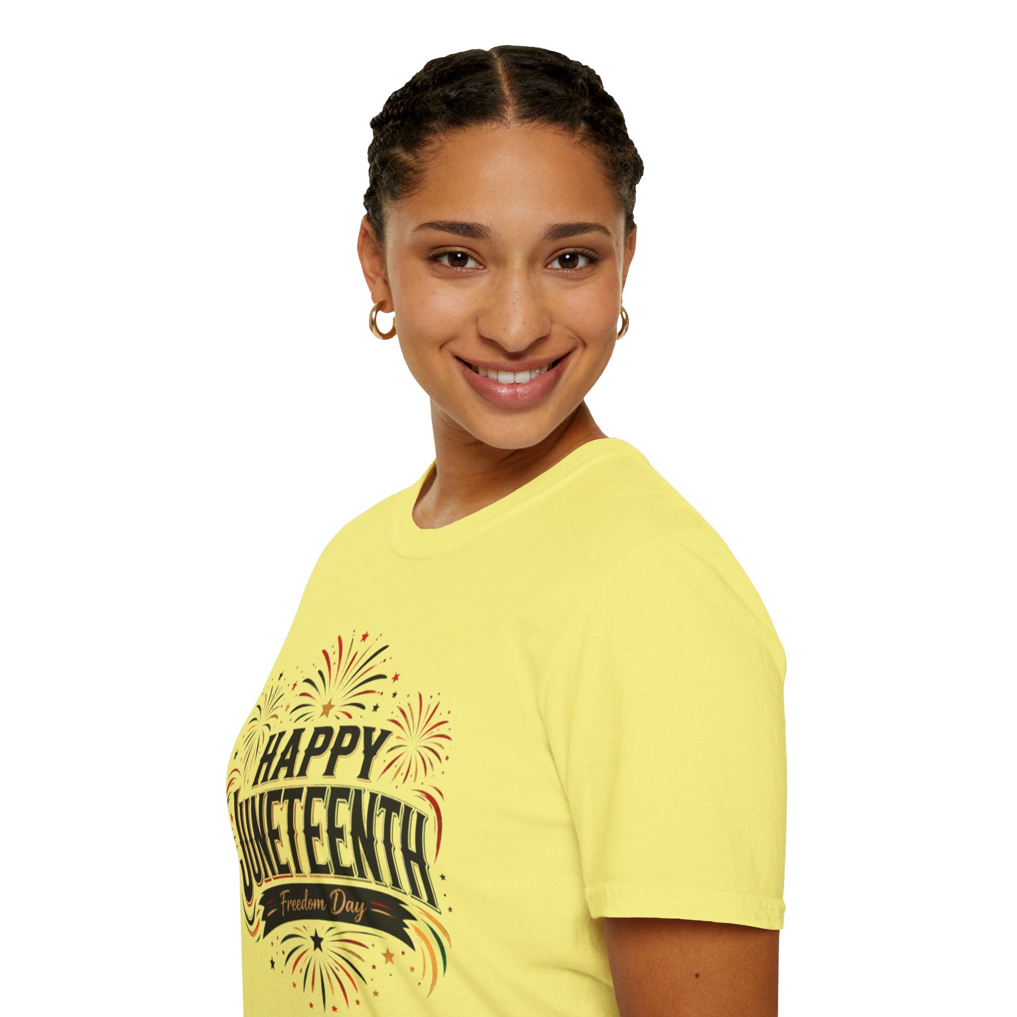 Juneteenth T-Shirt - "Happy Juneteenth" Fireworks Celebration Tee